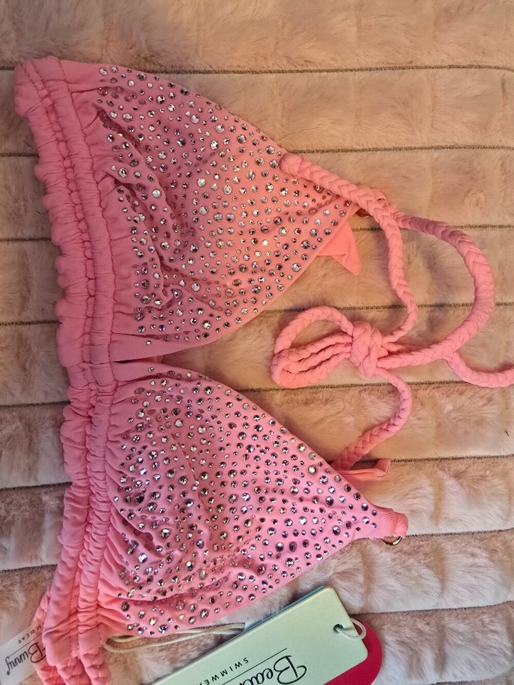 Pink Swim Top with Silver Jewles